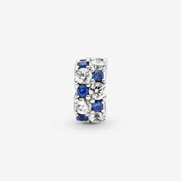 Pandora Clear & Blue Sparkling Clip Charm - Picture 4 of 4